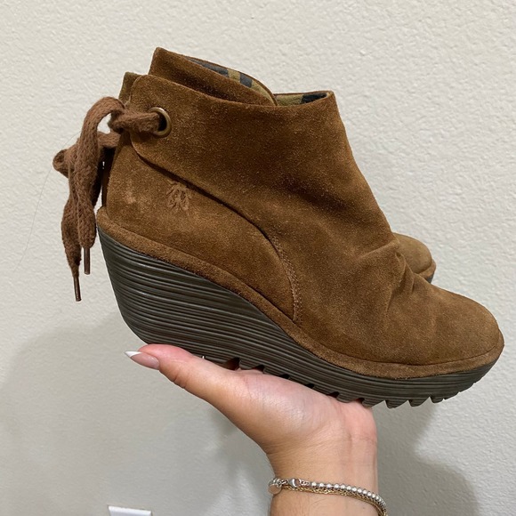 Fly London yebi brown suede scrunch ankle boots 500788004 sz 38 - Picture 3 of 10